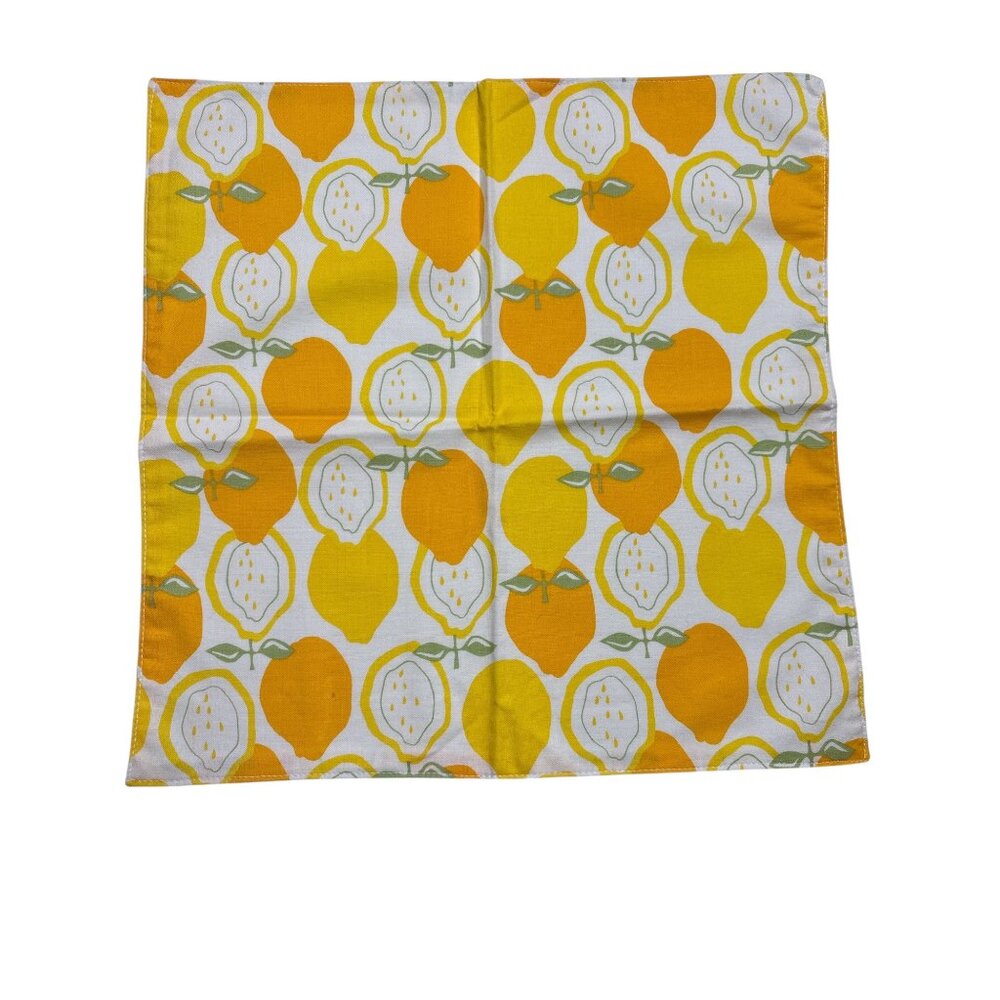 Set Of 7 Alexander Henry Juicy Lemon Napkins 13"x13" Cotton Square - Picture 6 of 10